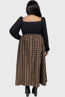 Haven Hollow Skirt [BROWN TARTAN] -Kill Star Store HAVENHOLLOWSKIRT BROWNTARTAN PLUS D