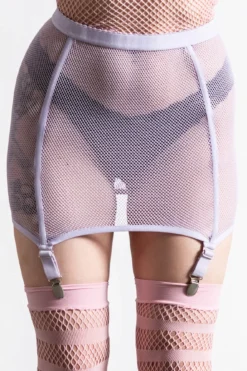 KILLSTAR Heartbeats Fishnet Skirt - Lilac Suspenders Edition