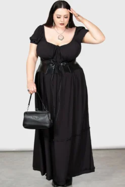 KILLSTAR Heath Maxi Dress [Plus Size] - Elegant Bardot Gothic Gown