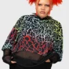 Killstar Heaven Sent Plus Size Top - Rainbow Lightning Fishnet Mesh
