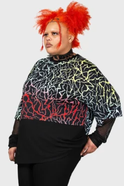 Killstar Heaven Sent Plus Size Top - Rainbow Lightning Fishnet Mesh 8 Killstar Heaven Sent Plus Size Top - Rainbow Lightning Fishnet Mesh -Kill Star Store HEAVEN SENT TOP PLUS W D