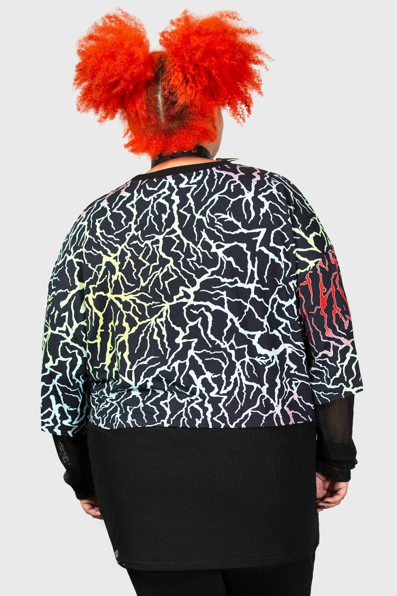 Killstar Heaven Sent Plus Size Top - Rainbow Lightning Fishnet Mesh 4 Killstar Heaven Sent Plus Size Top - Rainbow Lightning Fishnet Mesh - Image 4