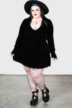 KILLSTAR Hecate Velvet Plunge Dress [Plus Size] -Kill Star Store HECATE VELVET PLUNGE DRESS PLUS W D