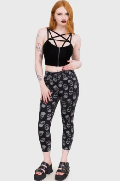 KILLSTAR Heirloom Capri Skull Print Trousers -Kill Star Store HEIRLOOMCAPRI B