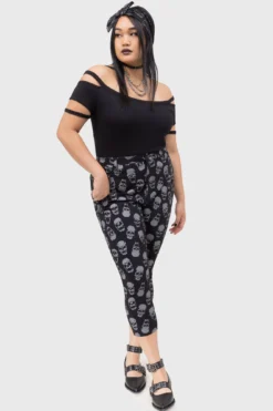 KILLSTAR Heirloom Capri Skull Print Trousers -Kill Star Store HEIRLOOMCAPRI PLUS D
