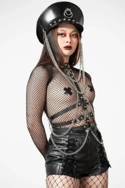 KILLSTAR Hellz Bells Faux Leather Harness with Pentagram & Chains -Kill Star Store HELLZ BELLS HARNESS F