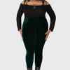 KILLSTAR Hematite Velvet Leggings - Emerald [Plus Size]