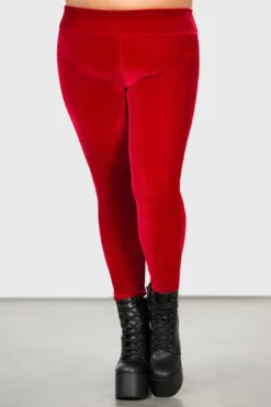 KILLSTAR Hematite Plus Size Velvet Leggings - Ruby Edition