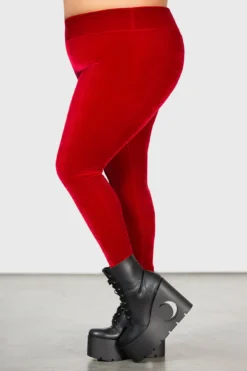 KILLSTAR Hematite Plus Size Velvet Leggings - Ruby Edition -Kill Star Store HEMATITE LEGGINGS RUBY PLUS W D