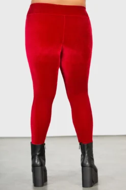 KILLSTAR Hematite Plus Size Velvet Leggings - Ruby Edition -Kill Star Store HEMATITE LEGGINGS RUBY PLUS W E