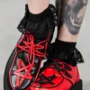 Killstar Hexellent Mismatched Creepers - Black & Red Platform Shoes