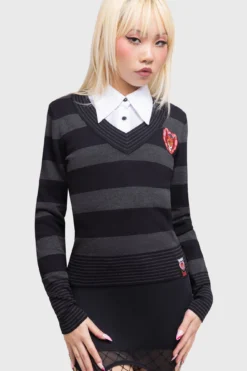 Killstar x HIM His Infernal Majesty Striped Knitted Top