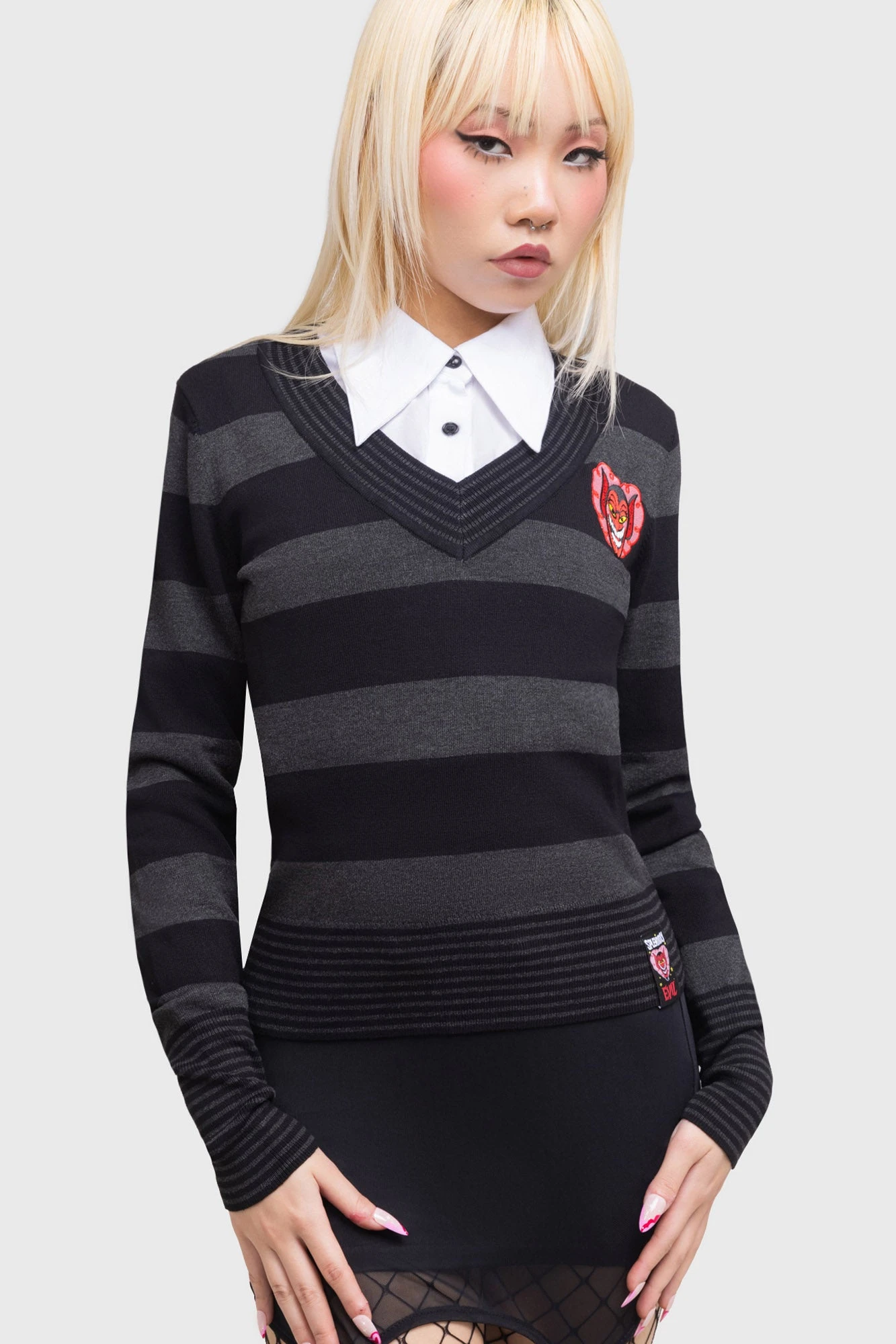 Killstar x HIM His Infernal Majesty Striped Knitted Top 1 Killstar x HIM His Infernal Majesty Striped Knitted Top