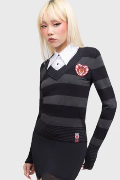 Killstar x HIM His Infernal Majesty Striped Knitted Top 10 Killstar x HIM His Infernal Majesty Striped Knitted Top -Kill Star Store HISINFERNALMAJESTYKNITTEDTOP E