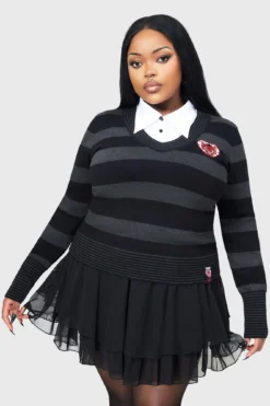 Killstar x HIM His Infernal Majesty Striped Knitted Top 11 Killstar x HIM His Infernal Majesty Striped Knitted Top -Kill Star Store HIS INFERNAL MAJESTY KNITTED TOP B 1