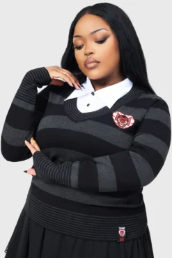 Killstar x HIM His Infernal Majesty Striped Knitted Top 12 Killstar x HIM His Infernal Majesty Striped Knitted Top -Kill Star Store HIS INFERNAL MAJESTY KNITTED TOP C 1