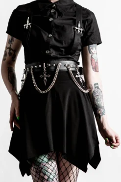 KILLSTAR Hope To Die Cross Belt - Gothic Double Layer Faux Leather