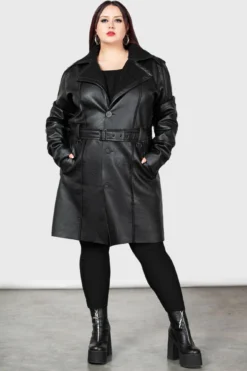 KILLSTAR Hughie Plus Size Faux Leather Coat -Kill Star Store HUGHIE COAT PLUS W C