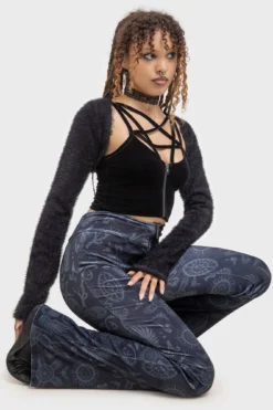 KILLSTAR x The Lost Boys Half Vamp High Waist Velvet Flared Trousers -Kill Star Store HalfVampHighWaistTrousers3