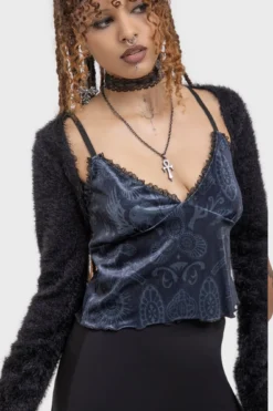 KILLSTAR x The Lost Boys Half Vamp Velvet Crop Top -Kill Star Store HalfVampTop4