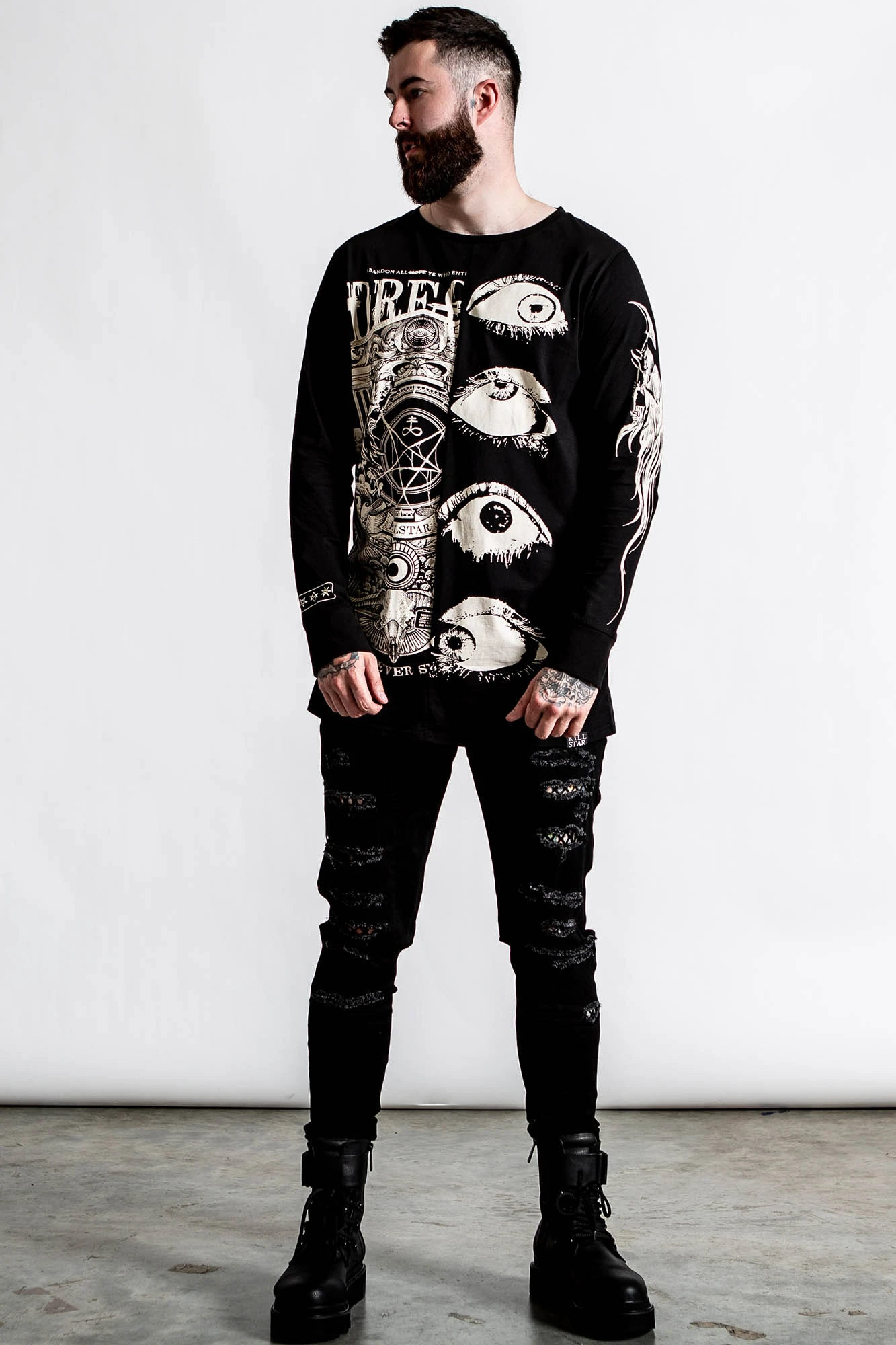 KILLSTAR Insomnia Longline Split-Top - Gothic Graphic Tee 2 KILLSTAR Insomnia Longline Split-Top - Gothic Graphic Tee - Image 2