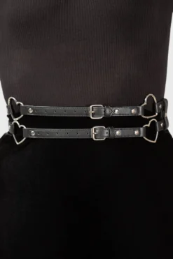 Killstar Irene Heart Buckle Faux Leather Belt