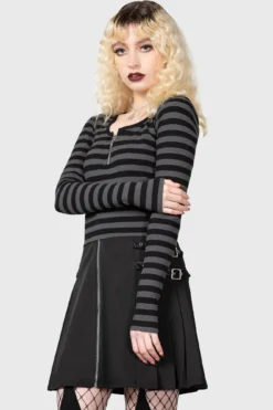 Izora Ribbed Top [GREY] -Kill Star Store IZORA RIBBED TOP GREY W D