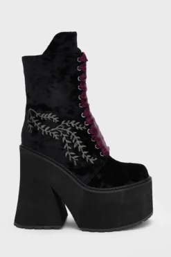 Killstar In A Phase Statement Velvet Platform Boots
