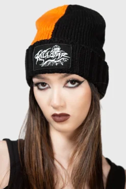 KILLSTAR Jack O'Lantern Beanie - Gothic Safety Pin Knit Hat