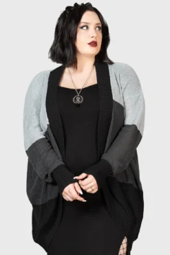KILLSTAR January Mist Plus Size Cardigan - Striped Unisex Knit