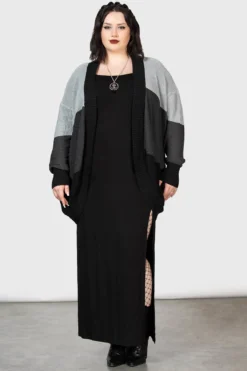 KILLSTAR January Mist Plus Size Cardigan - Striped Unisex Knit -Kill Star Store JANUARY MIST CARDIGAN PLUS W D