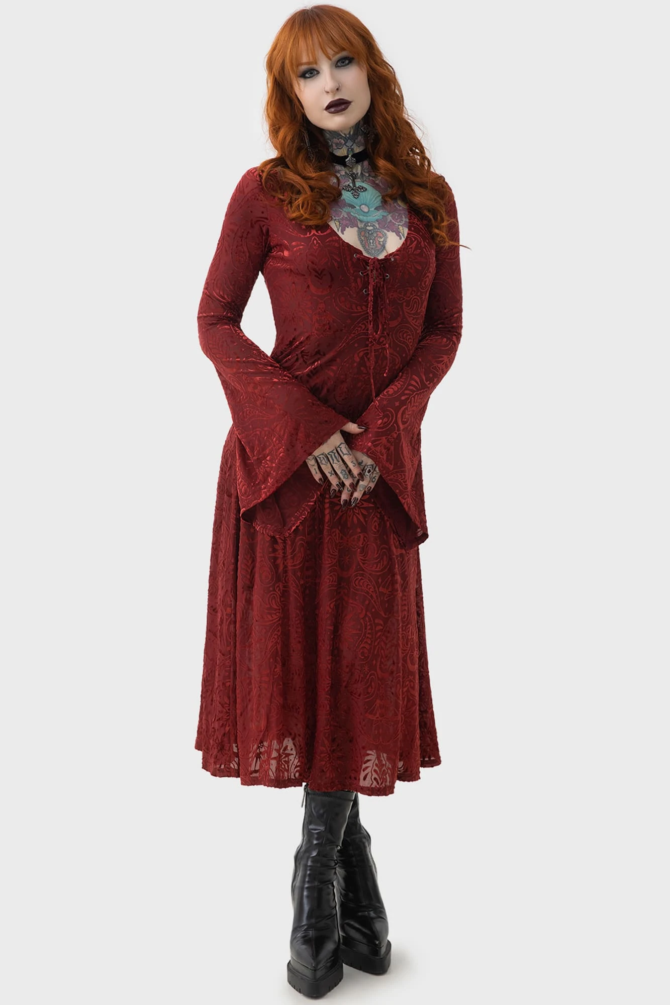 KILLSTAR Lepidoptera Burnout Velvet Midi Dress 2 KILLSTAR Lepidoptera Burnout Velvet Midi Dress - Image 2