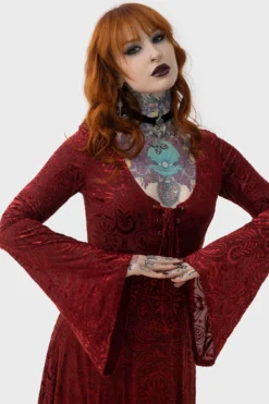 KILLSTAR Lepidoptera Burnout Velvet Midi Dress