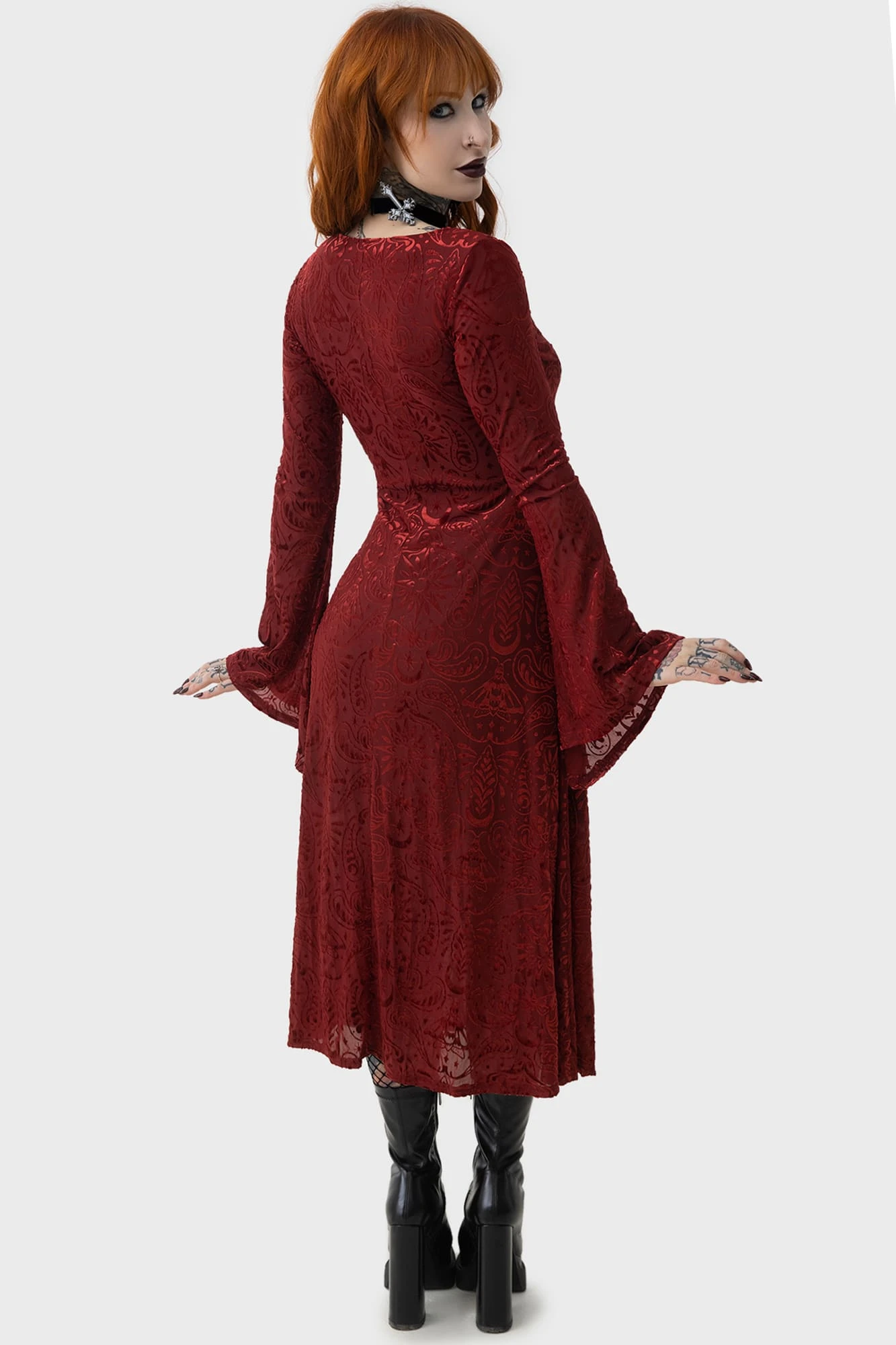 KILLSTAR Lepidoptera Burnout Velvet Midi Dress 5 KILLSTAR Lepidoptera Burnout Velvet Midi Dress - Image 5
