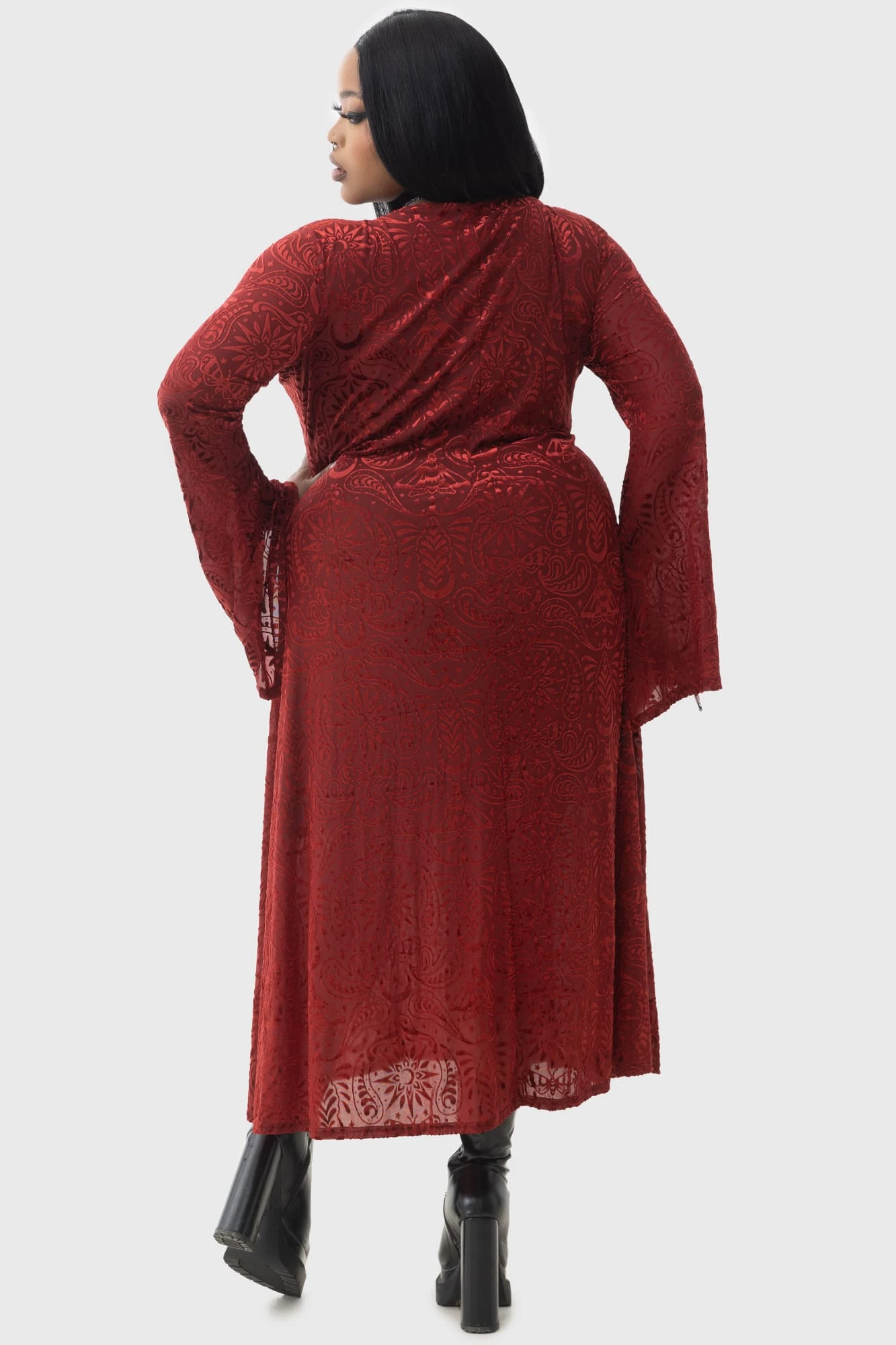 KILLSTAR Lepidoptera Burnout Velvet Midi Dress 8 KILLSTAR Lepidoptera Burnout Velvet Midi Dress - Image 8