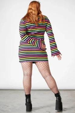 KILLSTAR Lick The Rainbow Ribbed Plus Size Dress - Pentagram Detail -Kill Star Store LICK THE RAINBOW PLUS W G
