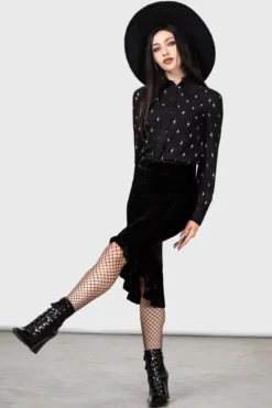 KILLSTAR x Wednesday Little Storm Cloud Velvet Midi Skirt