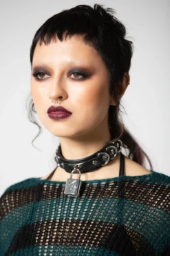KILLSTAR Lock N' Load Padlock Choker - Gothic Pentagram Faux Leather Jewelry 8 KILLSTAR Lock N' Load Padlock Choker - Gothic Pentagram Faux Leather Jewelry -Kill Star Store LOCK N LOAD CHOKER W 2