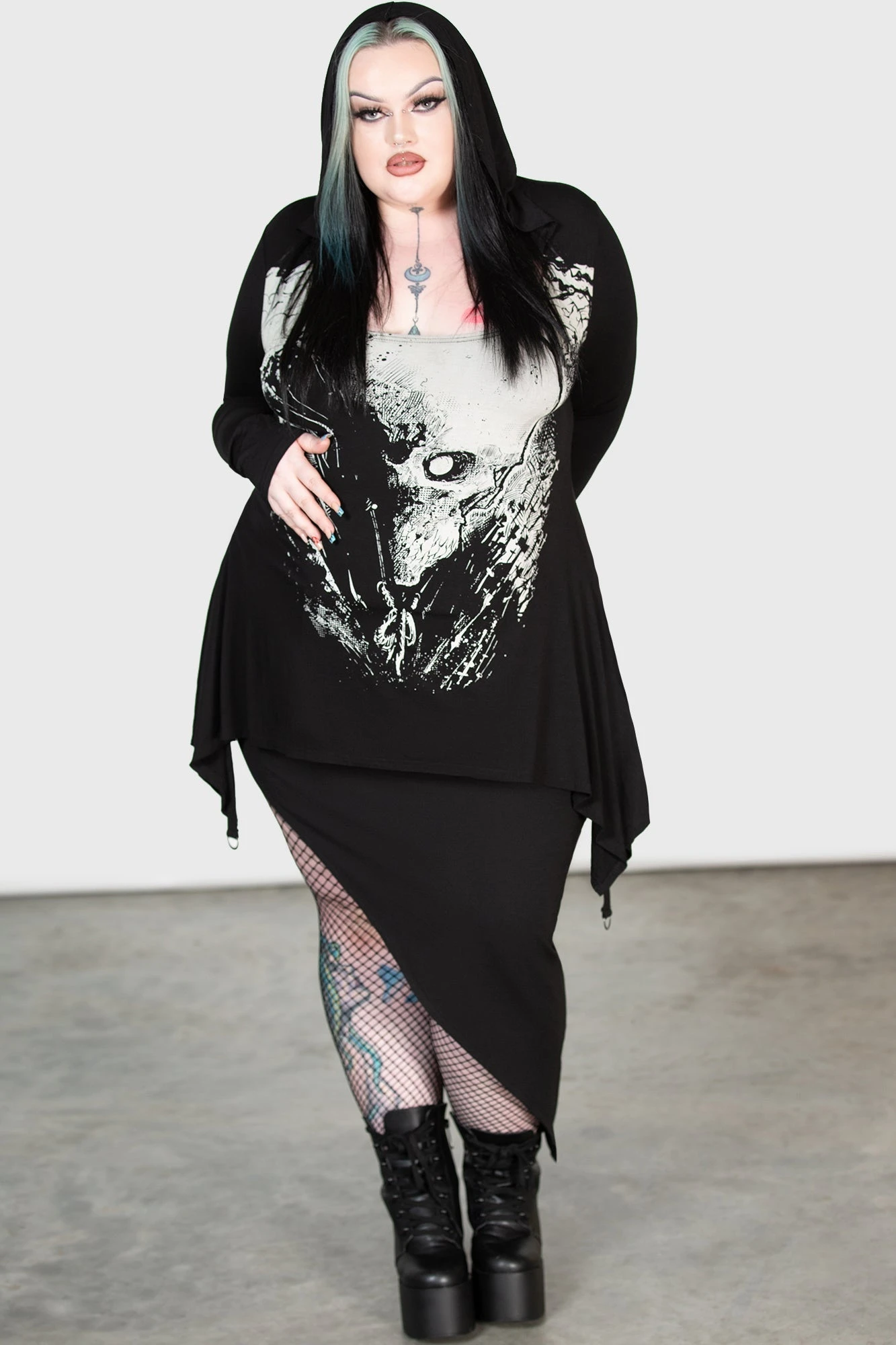 KILLSTAR Lone Spirits Plus Size Hooded Top - God Machine Art 1 KILLSTAR Lone Spirits Plus Size Hooded Top - God Machine Art
