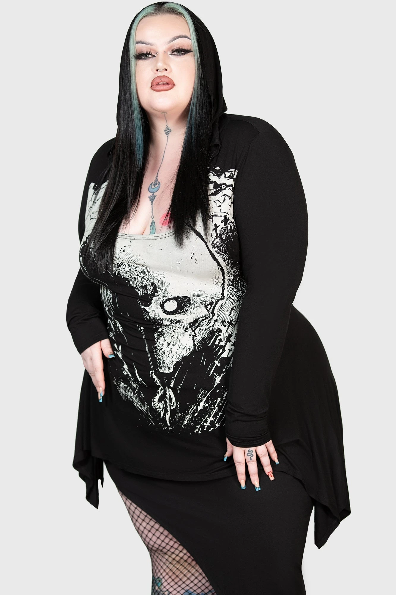 KILLSTAR Lone Spirits Plus Size Hooded Top - God Machine Art 3 KILLSTAR Lone Spirits Plus Size Hooded Top - God Machine Art - Image 3