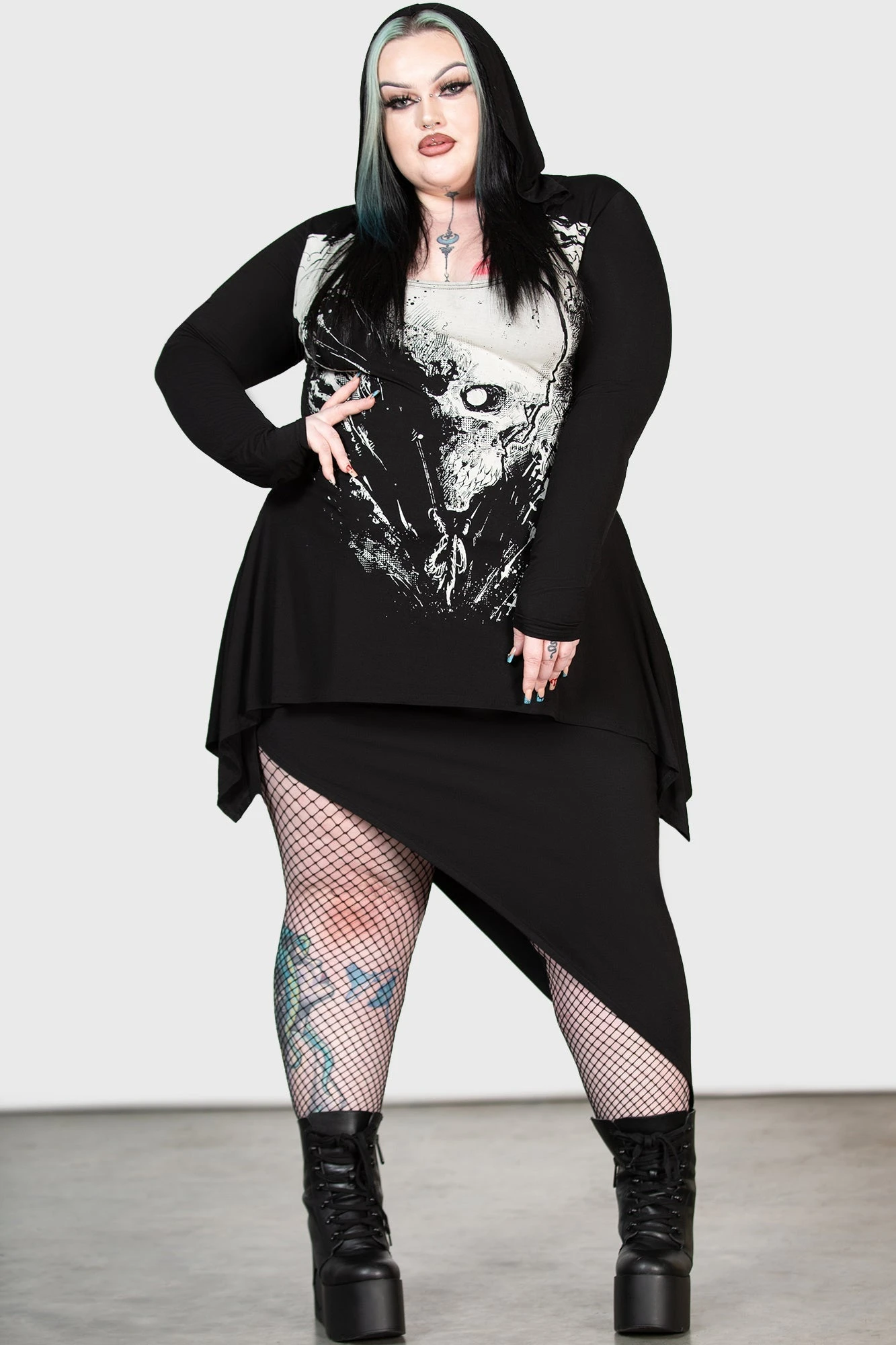 KILLSTAR Lone Spirits Plus Size Hooded Top - God Machine Art 4 KILLSTAR Lone Spirits Plus Size Hooded Top - God Machine Art - Image 4