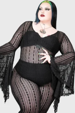 Lorelena Bodysuit [B] [PLUS] -Kill Star Store LORELENA BODYSUIT BLACK PLUS W E