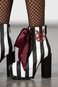 KILLSTAR Lost Vegas Boots: Striped Platform with Pentagram Detail -Kill Star Store LOST VEGAS BOOTS C 1