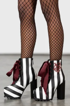 KILLSTAR Lost Vegas Boots: Striped Platform with Pentagram Detail -Kill Star Store LOST VEGAS BOOTS D