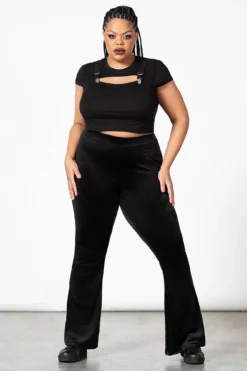 Killstar Lounge Lizard Plus Size Velvet Flares -Kill Star Store LOUNGE LIZARD FLARES PLUS W D