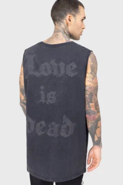 KILLSTAR Love Is Dead Acid Wash Vest -Kill Star Store LOVE IS DEAD VEST D