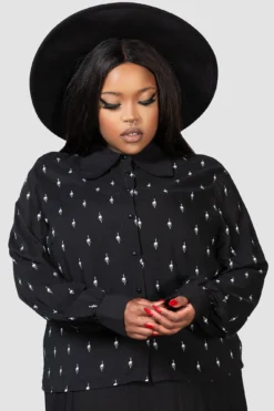 KILLSTAR x Wednesday: Love Is Torture Plus Size Blouse -Kill Star Store LOVE IS TORTURE BLOUSE PLUS W G