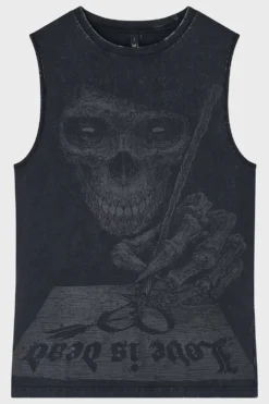 KILLSTAR Love Is Dead Acid Wash Vest -Kill Star Store LOVEISDEADVEST BLACK 1