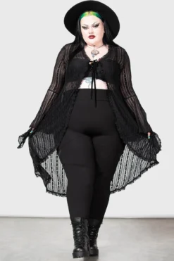KILLSTAR Lucienne's Seal Duster [PLUS] - Sheer Lace Gothic Bodysuit -Kill Star Store LUCIENNES SEAL DUSTER PLUS W D