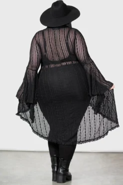 KILLSTAR Lucienne's Seal Duster [PLUS] - Sheer Lace Gothic Bodysuit -Kill Star Store LUCIENNES SEAL DUSTER PLUS W E